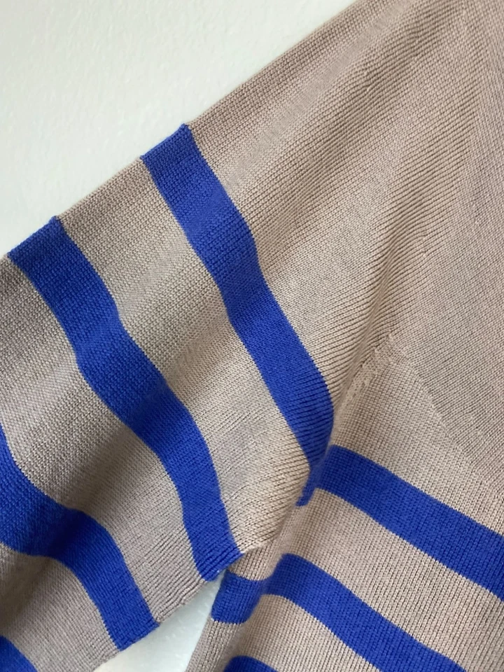 Suéter Ines De La Fressange Uniqlo Mujer Rayas Medianas Beige Lana Tejido Cápsula Foto 4 de 4