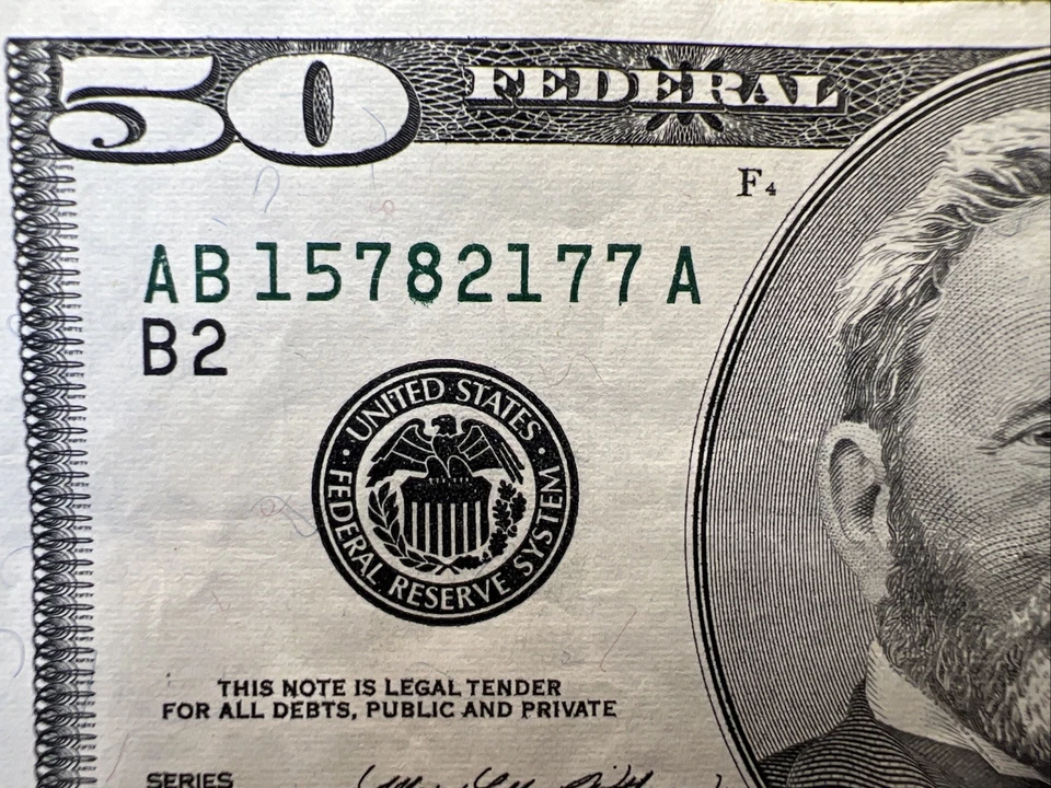 Series 1996 US Fifty Dollar Bill Note $50 New York AB 15782177 A - Image 2 of 4