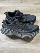 Hoka One One Bondi 8 Mens Size 11.5 4E X-Wide Black White Sneakers Running