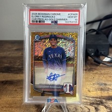 2025 Bowman Chrome Prospects Autograph Elorky Rodriguez Gold Shimmer  /50 PSA 10