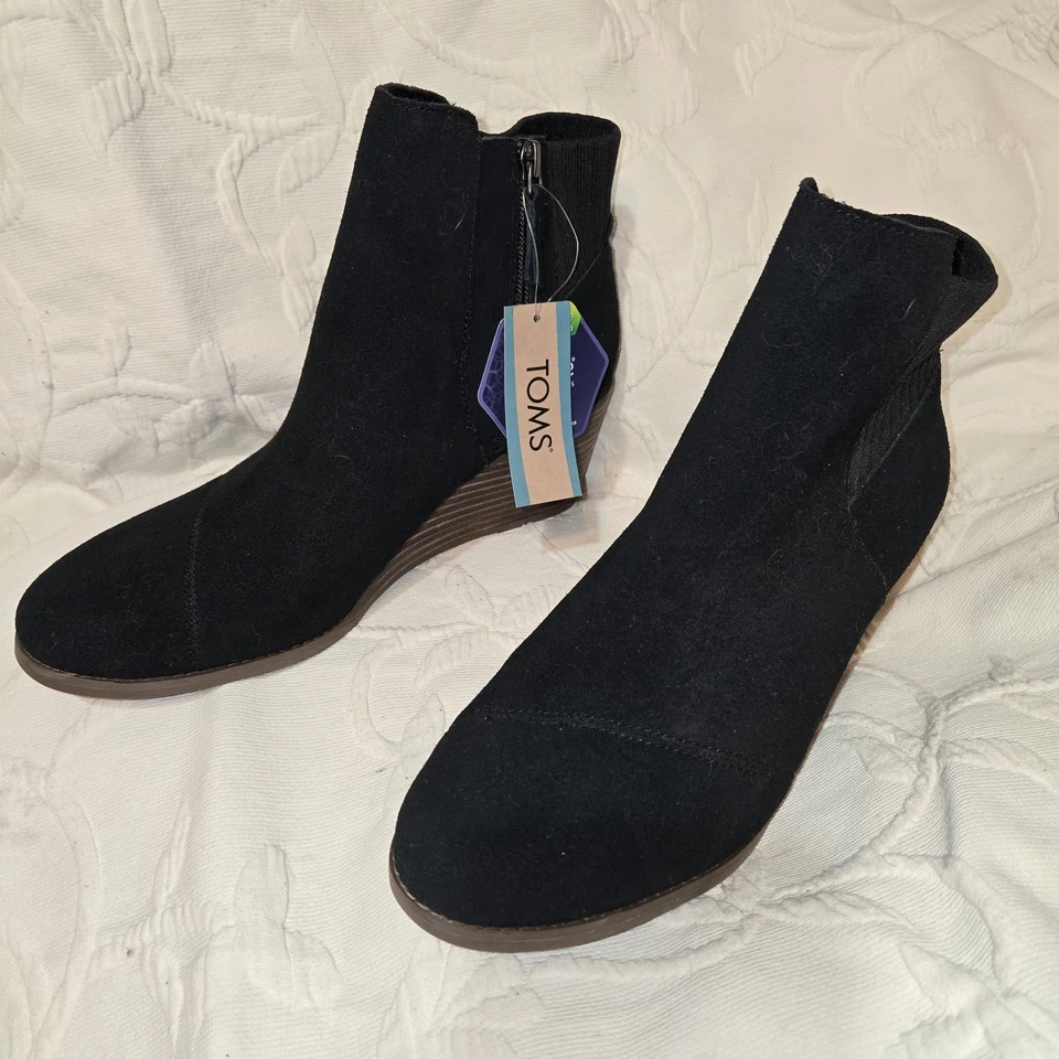 Botín Toms Boot Negro Gamuza Cuña Mujer Ortholite Sadie Talla 7 Foto 4 de 4