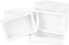 16 Packs 6X3.7X2 Inch White Rectangle Drawer Kraft Boxes Gift Wrap Box with PVC