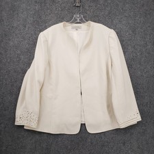 Tahari Arthur S Levine Blazer Womens 24W Plus White Open Front Lined Jacket