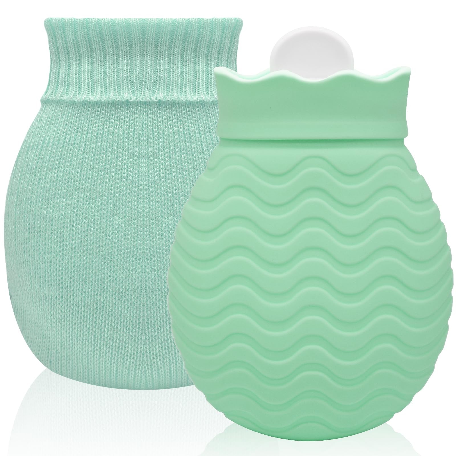 320ml Hot Water Bottle with Smooth Cover, Mini Hot Water Bag for Pain Relief,...