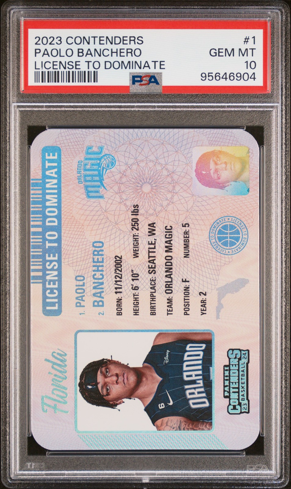 2023 CONTENDERS LICENSE TO DOMINATE #1 PAOLO BANCHERO PSA 10