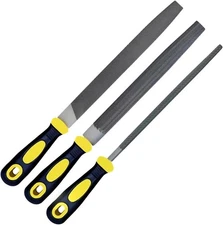 3 pcs Metal File Set, 8-inch,Professional High Carbon Steel 8 inch, Yellow 