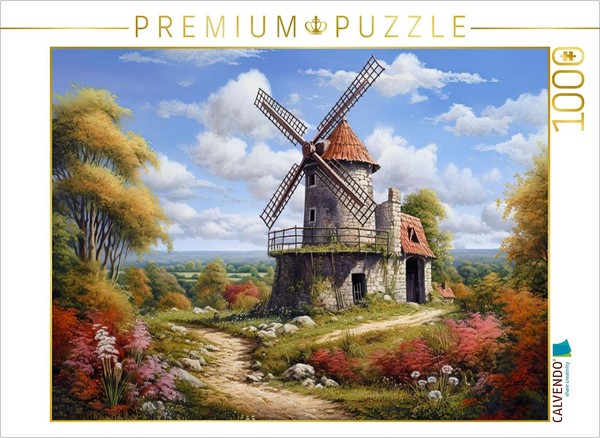Calvendo Puzzle Late Summer Landscape With Windmill | 1000 Pieces, Finished Size-image