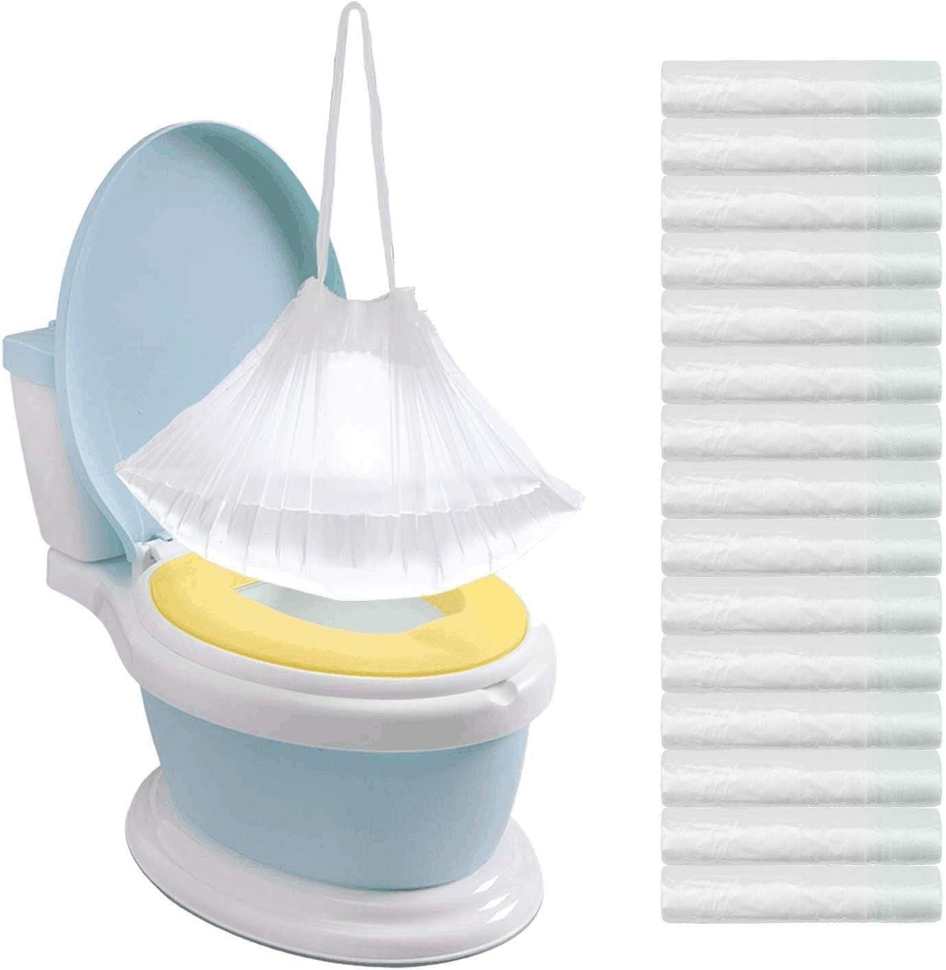 Tebery 100 Pack Portable Potty Chair Liners with Drawstring, Potty Bags Potty Li