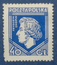 Pologne neuf n°331, 40g outremer, Frédéric Chopin, 1927