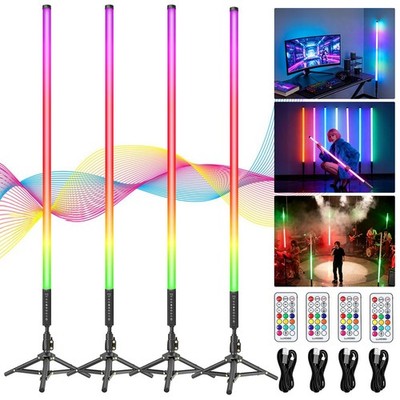 4 Pack DJ Tube Lights 4ft Battery Powered Light Bar 120cm Handheld LED DJ Lig...