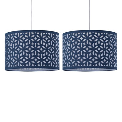2er Set Marineblau Laser Cut 25cm Easy Fit Deckenleuchte Schirm Pendelleuchten