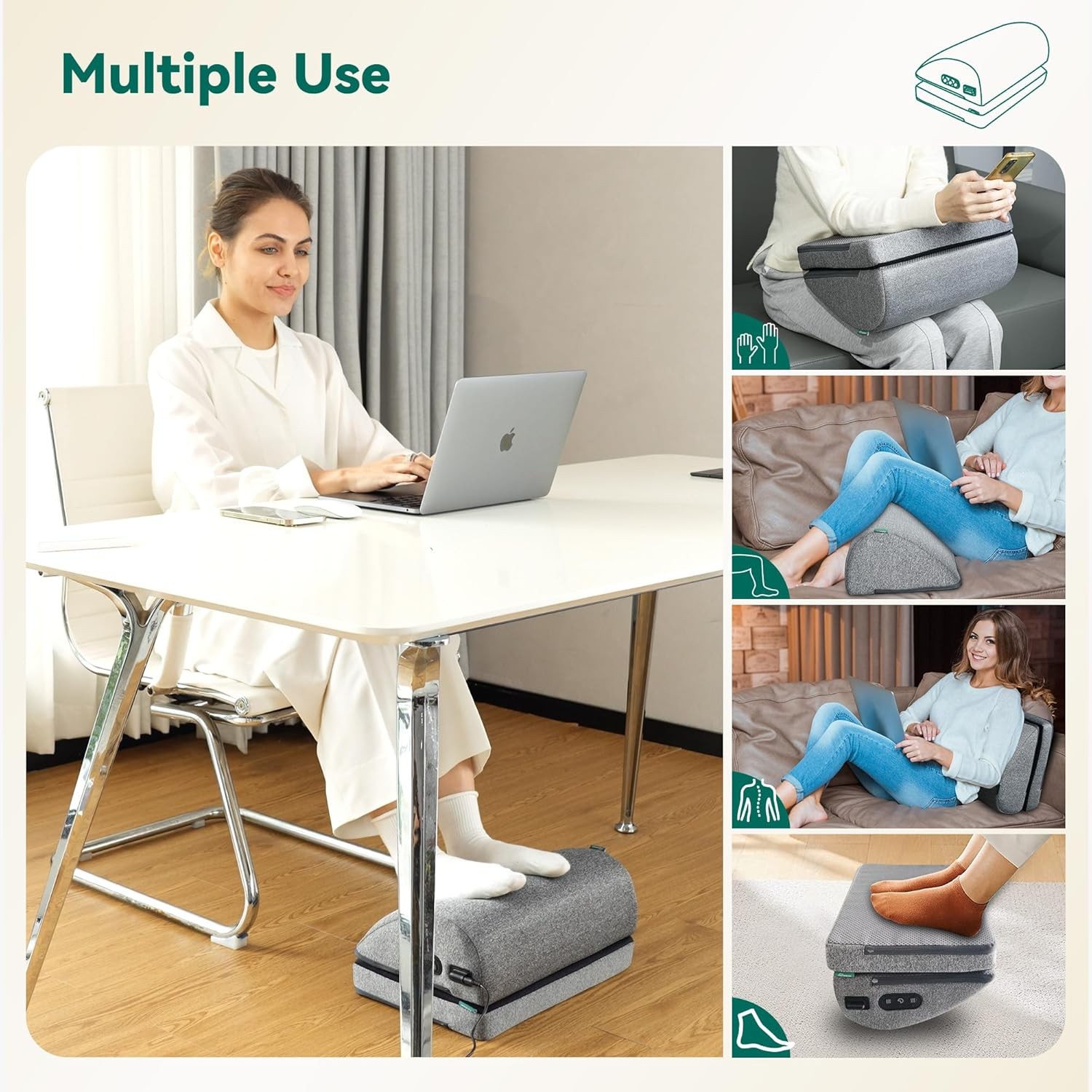 Snailax Heated Foot Rest Under Desk at Work, Desk Foot Stool with Heat & Vibrati