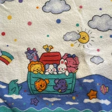 Noah Ark Vintage Receiving Blanket 100% Cotton 34x28