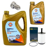 MotoröL Filter Set Gulf Formula GVX 5W-30 6 Liter + Schraube FüR Audi Seat VW