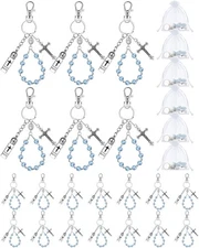 20 Pack Holy Water Bottle Keychain Gift Set with Rosary Beads Crucifix Eyedro...
