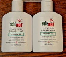 2x SebaMed Ph 5.5 Liquid Face & Body Wash Travel Sz 1.69floz Each Sensitive Skin