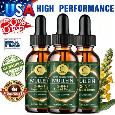 3 Bottles Mullein Leaf Drops Lung Cleanse Respiratory Herbal Drop Health Care