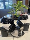 Rebecca Minkoff Black Leather Eyelet Strappy Ankle Buckle Block Sandals 8.5M — photo 4