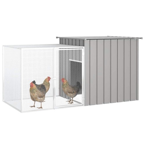 Chicken Coop in Charcoal and Gray with Galvanized Steel for Hens and Ducks vidaX - Picture 6 of 104