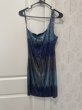 NEW- Women  s Blue Sequin Cocktail Dress