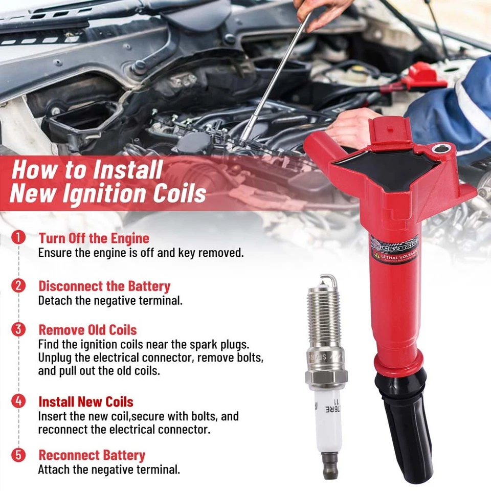 Paquete de 8 bobinas de encendido diestro y derecho para Ford F-150 F-250 Super Duty F-350 Super Duty 6,2 L Foto 3 de 4