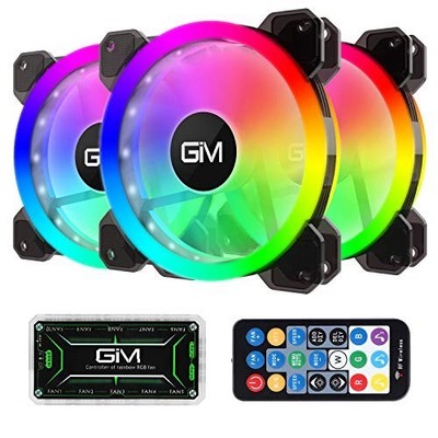 GiM RGB Case Fans:3 pack 120mm PWM ARGB w Control Hub