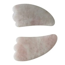 Rose Quartz Gua Sha Facial Massage Tool - Pink Set of 2 Skincare Stone