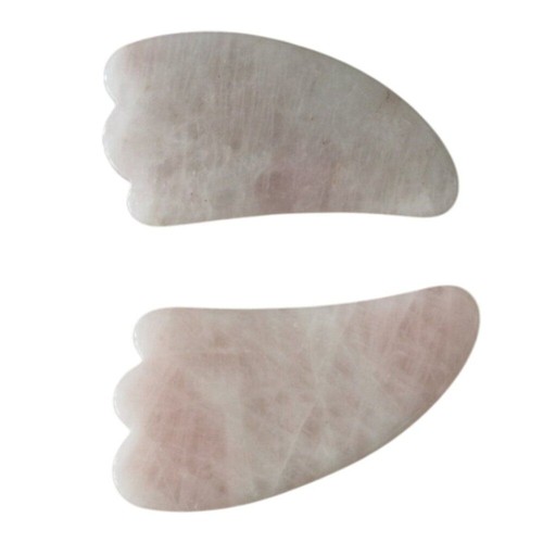 Rose Quartz Gua Sha Facial Massage Tool - Pink Set of 2 Skincare Stone