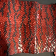 Vintage 90s -00 Genuine Snakeskin Leather real hide snake Red And Black 25”