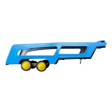Vintage Japan Car Carrier Trailer Blue Plastic Toy Transport Semi Trailer Rare