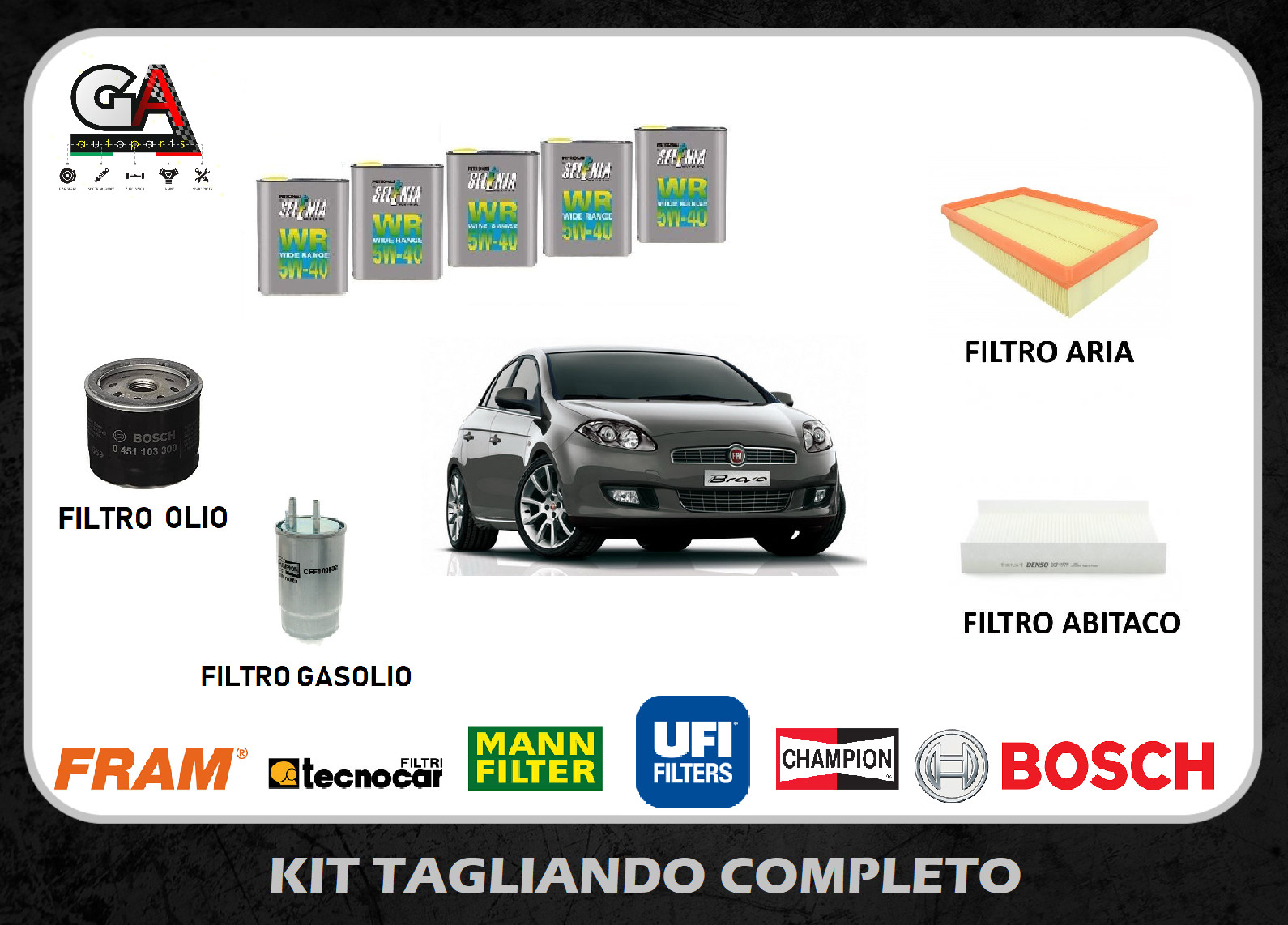 Kit Tagliando Fiat Bravo 2 2007 1.9 Multijet JTD 110 88kw 120cv...