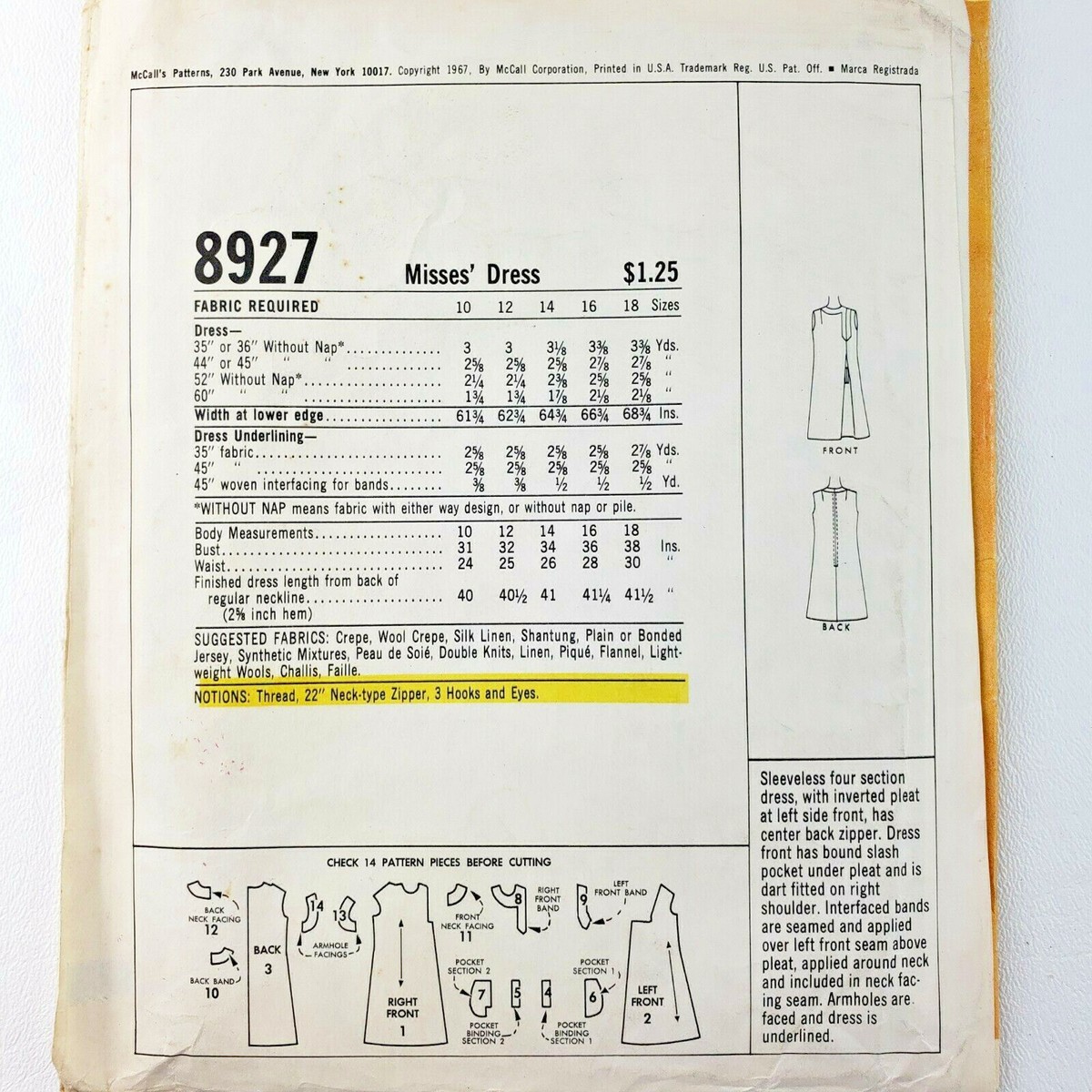 McCall's NY Designer's Collection Plus 8927 UNCUT Bill Blass McCall's NY Designer's Collection Plus 8927 UNCUT Bill Blass