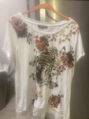 style co womens tops xl short sleeve shirt Peach 3D Flowers
