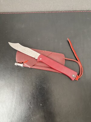 Douk Douk French Pocket Folding Knife w/ leather sheath & sharpening rod (Red)