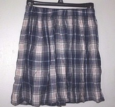 New Abercrombie Skirt size M Juniors Soft Blue Plaid w/ Pockets A F Cute -KK - 
