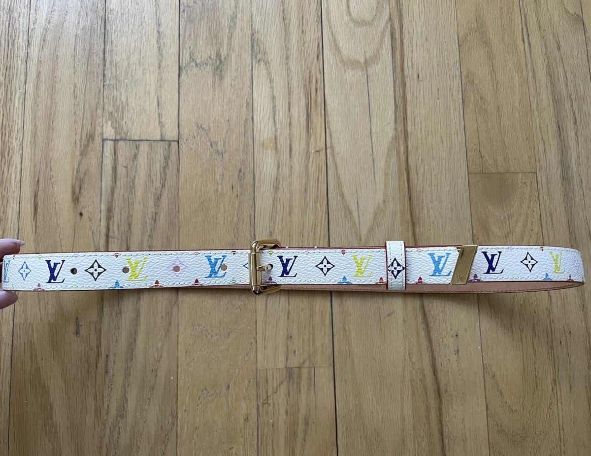 LOUIS VUITTON Monogram Takashi Murakami Collection Belt - White