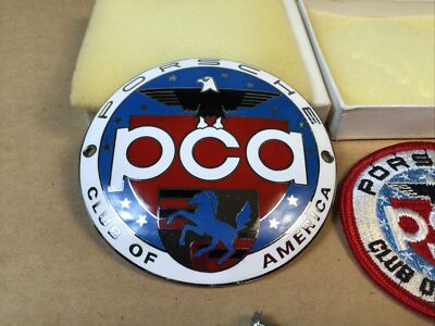 Vintage Large PCA Porsche Club Of America Enamel Car Club Badge