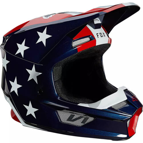 Fox Racing V1 Ultra MX Offroad Motocross Helmet White/Red/Blue FREE SHIP! - Picture 1 of 6