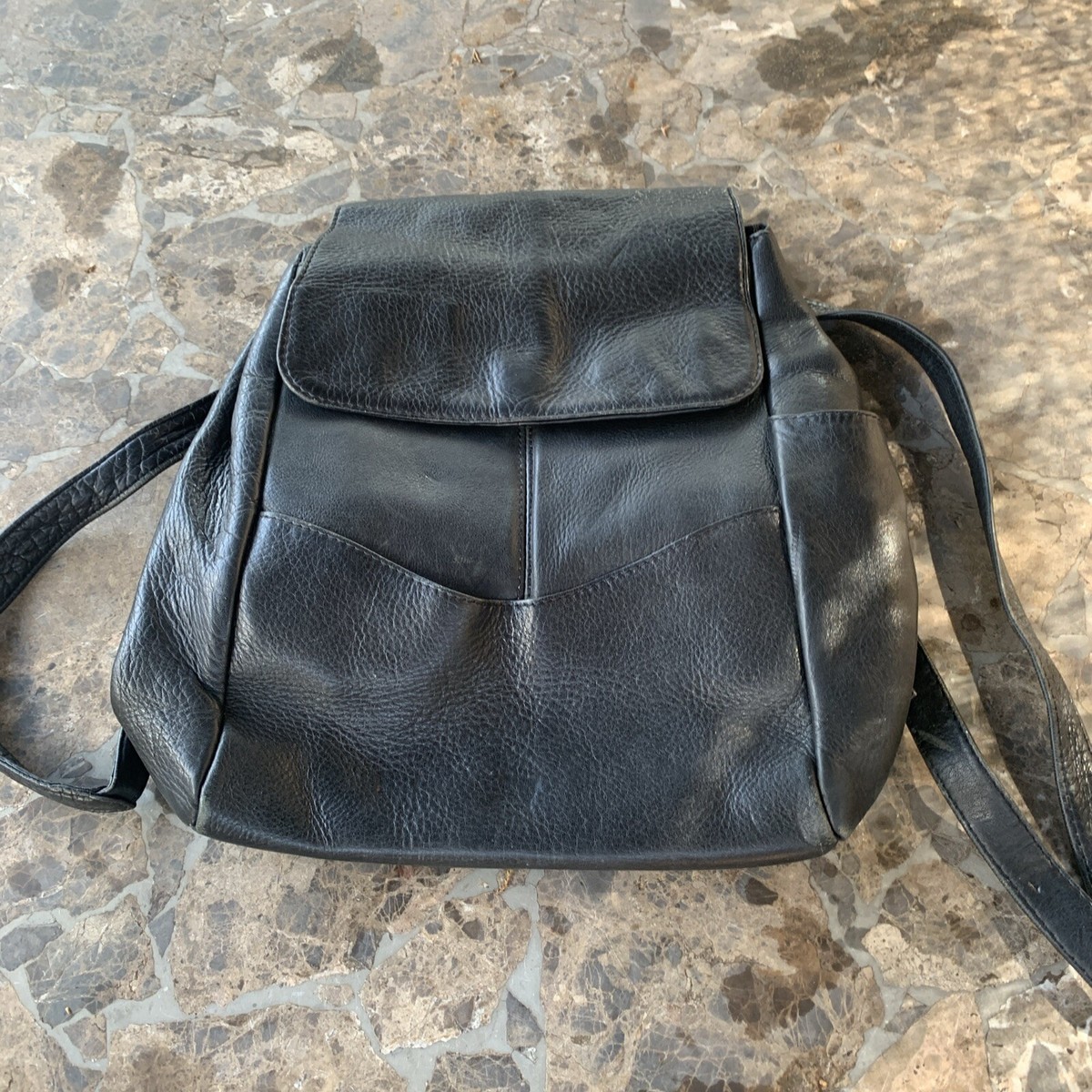 black leather backpack vintage Vintage Hobo International Black Leather Backpack
