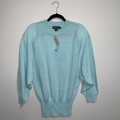 Boundary Waters Sweater Lambs Wool Blend Blue Aqua Vintage Women s New With Tags