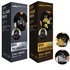 24in x 65.6ft DTF Gold / Silver Foil Film Roll, DTF FILM Roll Cold Peel