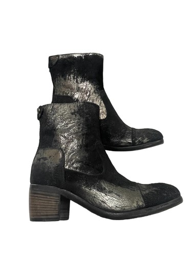 Frye Damen Kalbshaar Metallic Schwarz Leder Reißverschluss Stiefel Italien Größe 8B - Bild 1 von 17