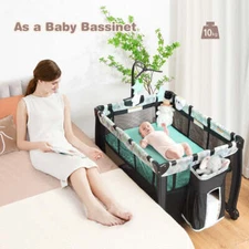 NNECW 3 in 1 Baby Portacot with Changing Table & Carry Bag