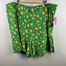 Tabitha Brown Target Shorts 2X Leopard Animal Print High Rise Pleat Linen Green