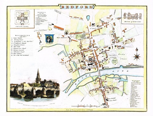 Bedford 1801 British Atlas Map G Cole and J Roper 1994 Reprint 11.25" x 8.5" - Picture 1 of 3