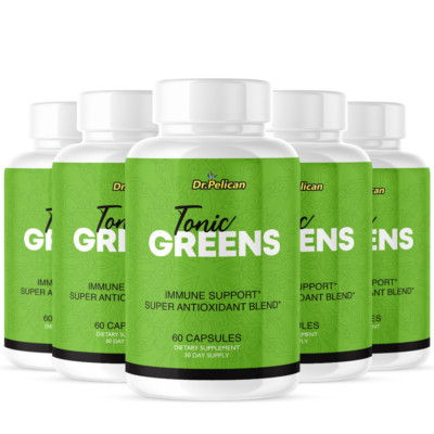 Tonic Greens -Digestive & Immune Support- 5 Bottles- 300 Capsules