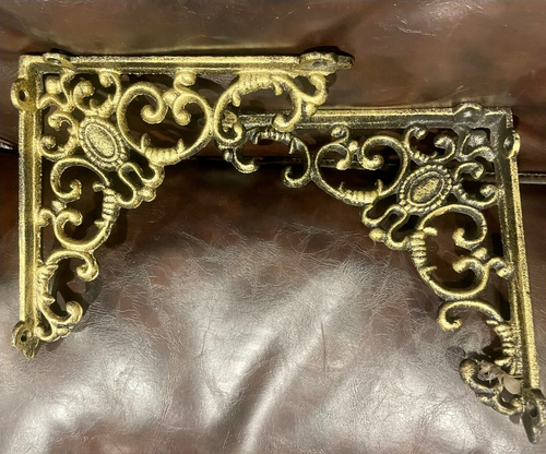 2; Gold Regalträger 8 Zoll Schwerlast Antik Gold Messing Wandstreben Barock