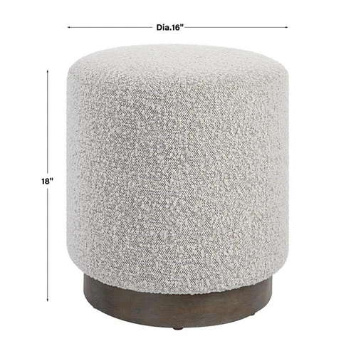 Uttermost Avila 16" Fabric and Plywood Ottoman in Warm Gray/Oak Finish - Picture 7 of 7