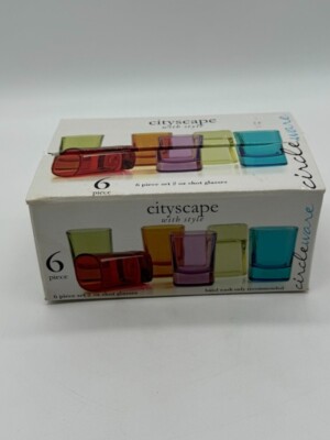Circleware Cityscape with Style 6 Piece Square Shot Glass Set NIB
