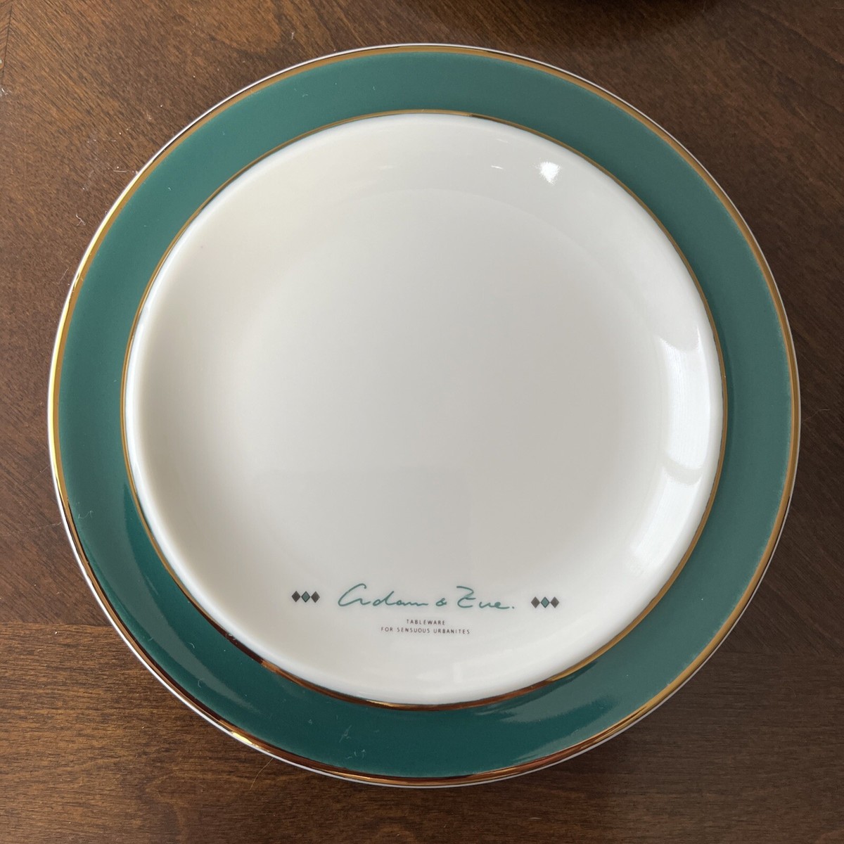 TACHIKICHI ADAM & EVE 5 Dessert Plates Green Band Gold Rim 6 5/8